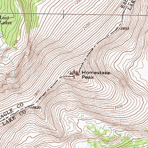 Topographic Map of Homestake Peak, CO