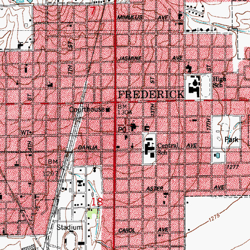 Topographic Map of First Baptist Church, OK