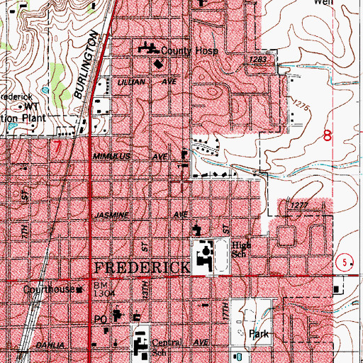 Topographic Map of First Christian Church, OK