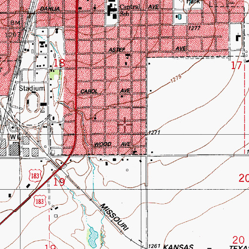 Topographic Map of Freedom Fellowship Church, OK