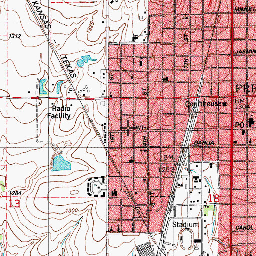 Topographic Map of Hawkins Chapel Church of God, OK