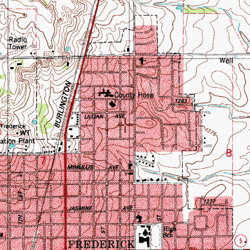 Topographic Map of Trinity Baptist Church, OK