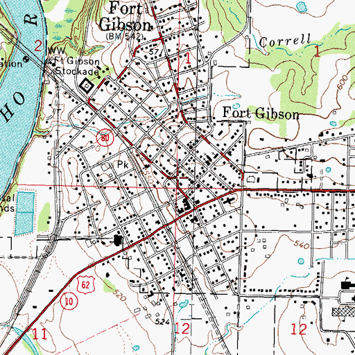 Topographic Map of First Baptist Church, OK