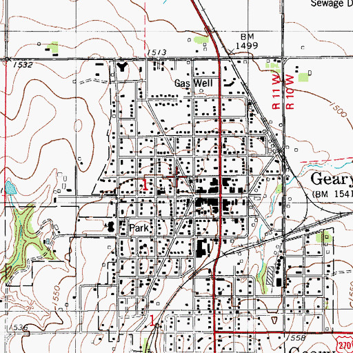 Topographic Map of Church of God, OK