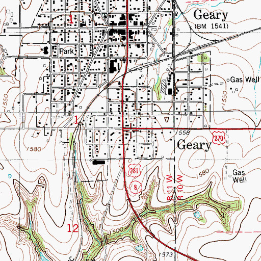 Topographic Map of Free Methodist Church, OK
