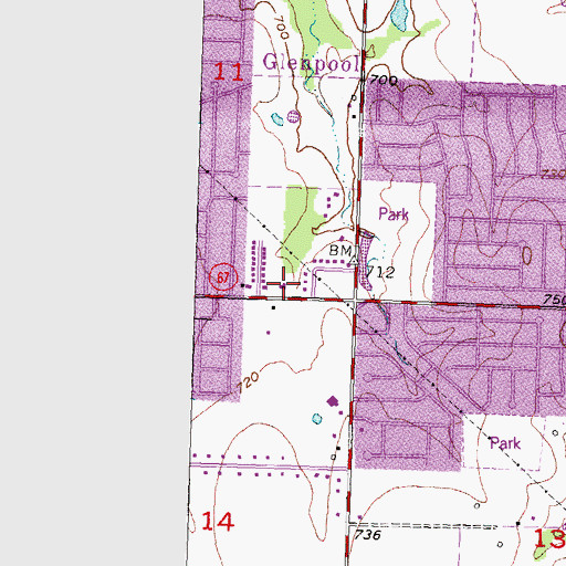 Topographic Map of Calvary Baptist Church, OK