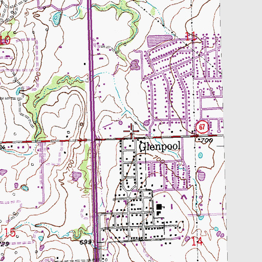 Topographic Map of Glenpool Christian Church, OK