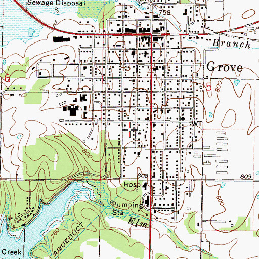 Topographic Map of Church of Christ, OK