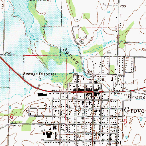Topographic Map of New Life Assembly of God Church, OK