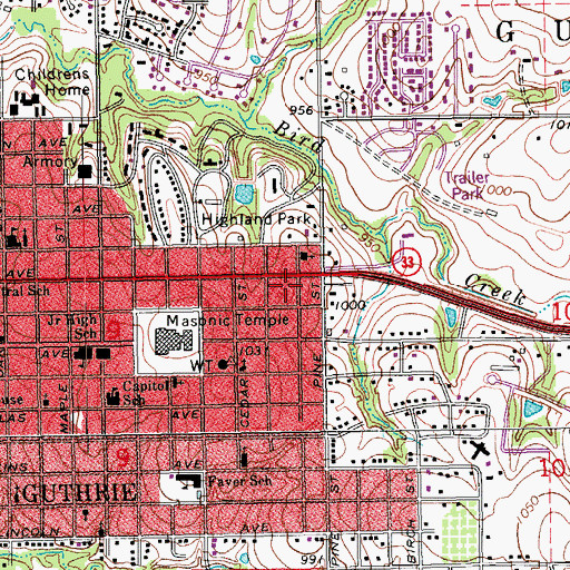 Topographic Map of Church of Christ, OK