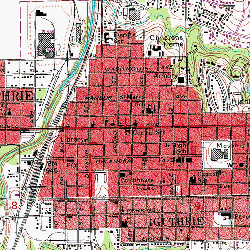 Topographic Map of First Christian Church, OK