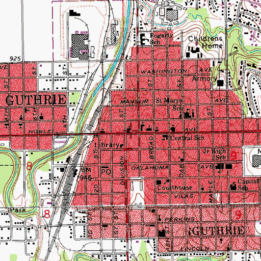 Topographic Map of First United Methodist Church, OK