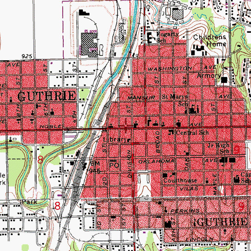 Topographic Map of First United Presbyterian Church, OK