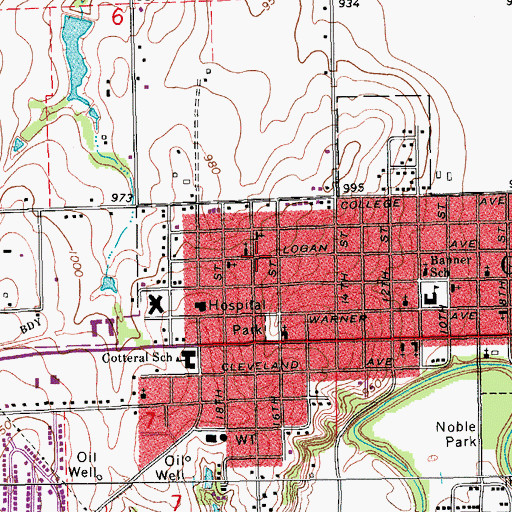 Topographic Map of Guthrie Christian Church, OK