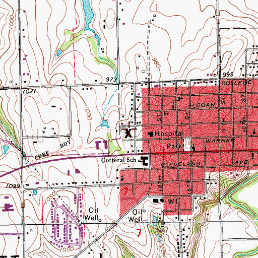 Topographic Map of Kingdom Hall Jehovas Witness Church, OK
