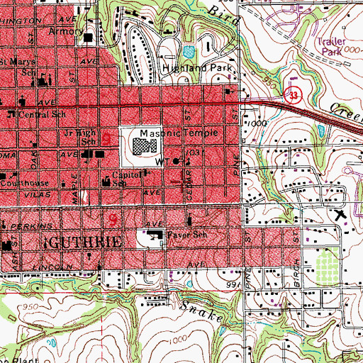 Topographic Map of Mount Zion Baptist Church, OK
