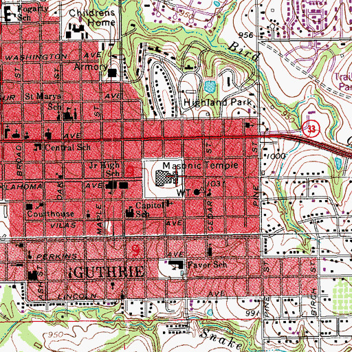 Topographic Map of Our Savior Lutheran Church, OK