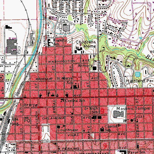 Topographic Map of Saint Marys Catholic Church, OK