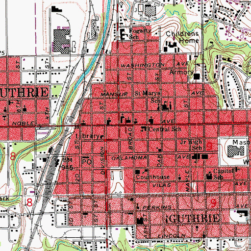 Topographic Map of Trinity Episcopal Church, OK