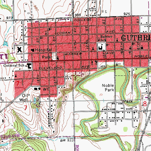Topographic Map of United Pentecostal Church, OK