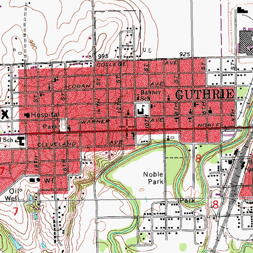 Topographic Map of West Guthrie United Methodist Church, OK
