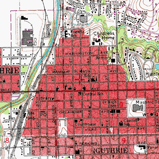 Topographic Map of Zion Lutheran Church, OK