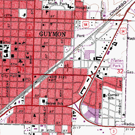 Topographic Map of Baptist Misson Center Church, OK