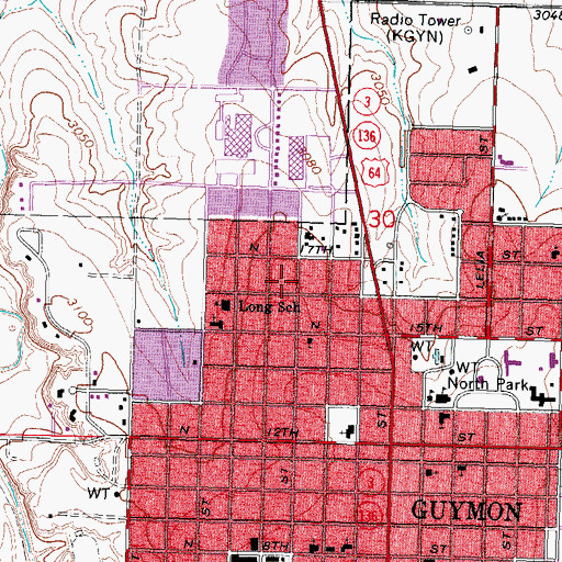 Topographic Map of Calvary Baptist Church, OK