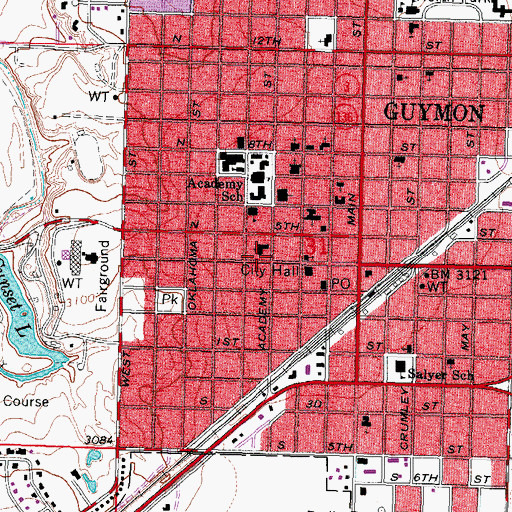 Topographic Map of Church of Christ, OK