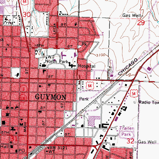 Topographic Map of First Assembly of God Church, OK