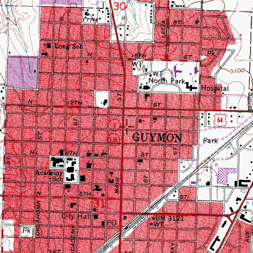 Topographic Map of First Pentecostal Holiness Church, OK