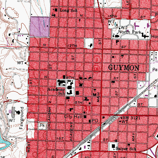 Topographic Map of Living Word Fellowship Church, OK