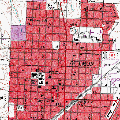 Topographic Map of Grace Southern Baptist Church, OK
