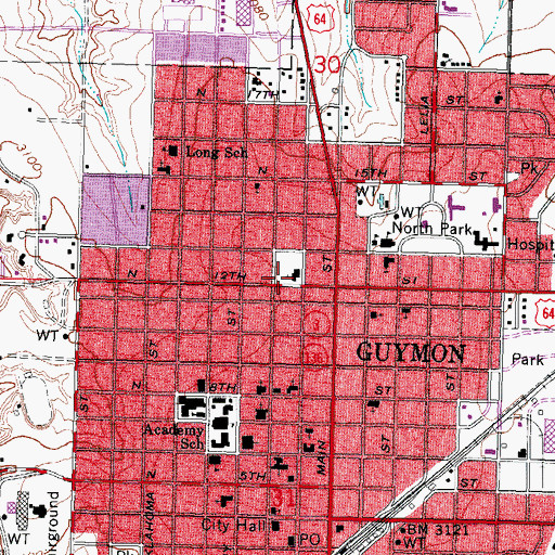 Topographic Map of Saint Peters Catholic Church, OK
