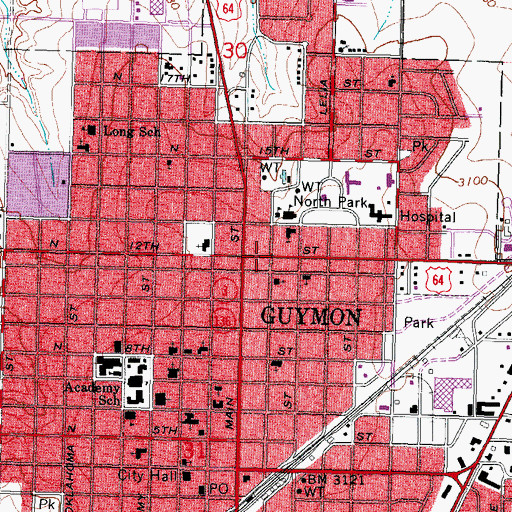 Topographic Map of Panhandle Baptist Association Church, OK