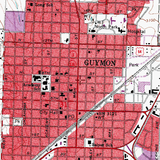 Topographic Map of Tabernacle Baptist Church, OK