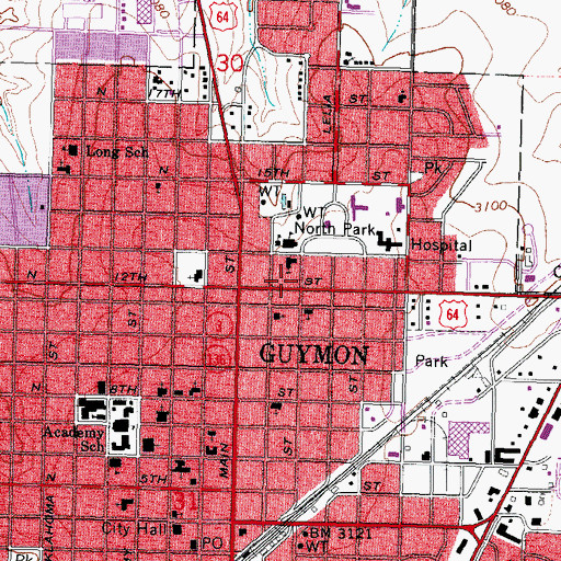 Topographic Map of Trinity Lutheran Church, OK