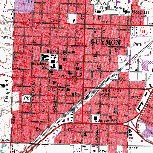 Topographic Map of Victory Center Church, OK