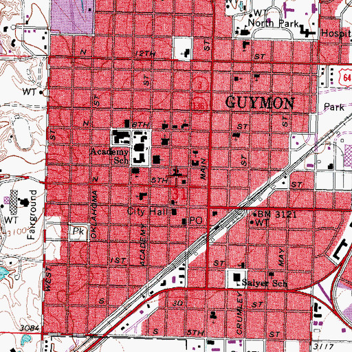 Topographic Map of Victory Memorial Methodist Church, OK