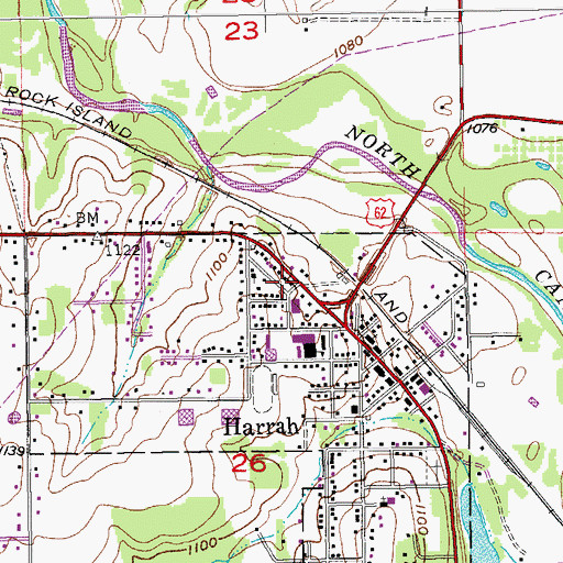 Topographic Map of First Baptist Church-Harrah, OK