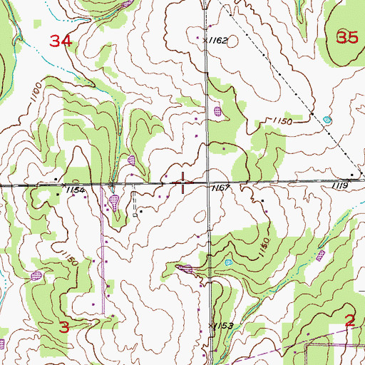 Topographic Map of Harrah Freewill Baptist Church, OK