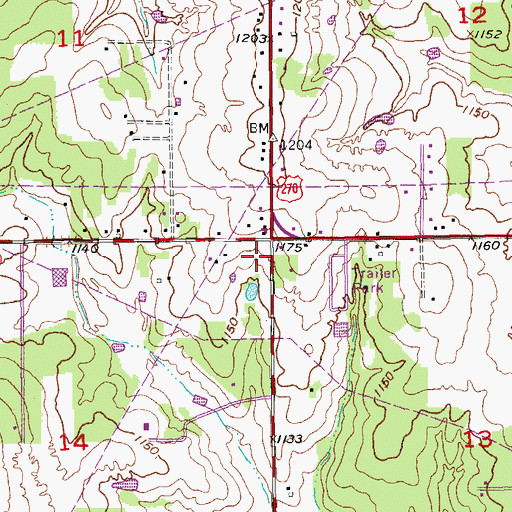 Topographic Map of Trinity Chapel Pentecostal Church, OK