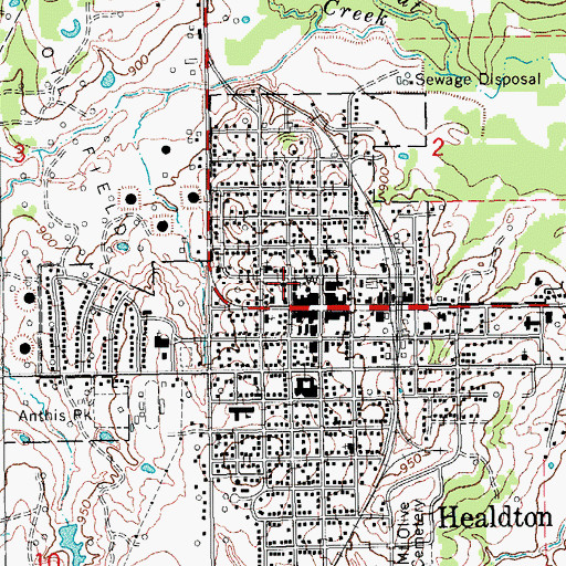 Topographic Map of First United Methodist Church, OK