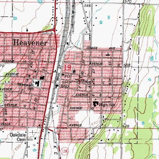 Topographic Map of Church of Christ, OK