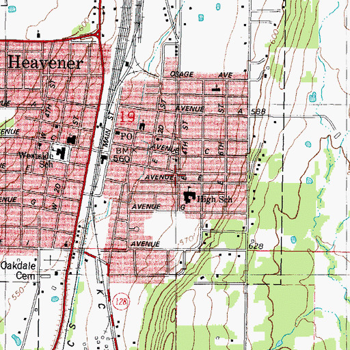 Topographic Map of Free Will Baptist Church, OK