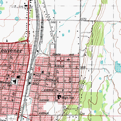 Topographic Map of Trinity Baptist Church, OK