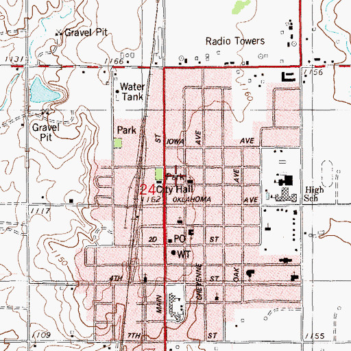 Topographic Map of Catholic Church, OK