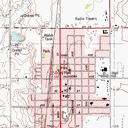 Topographic Map of Catholic Parish Hall, OK