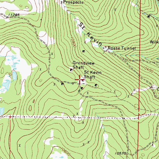 Topographic Map of Saint Kevin Shaft, CO