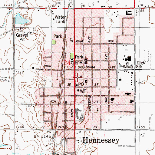 Topographic Map of Methodist Church, OK